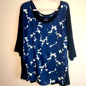 LANE BRYANT  Women's Plus Blue/Black Floral Modal Knit Tunic Top SZ 26/28